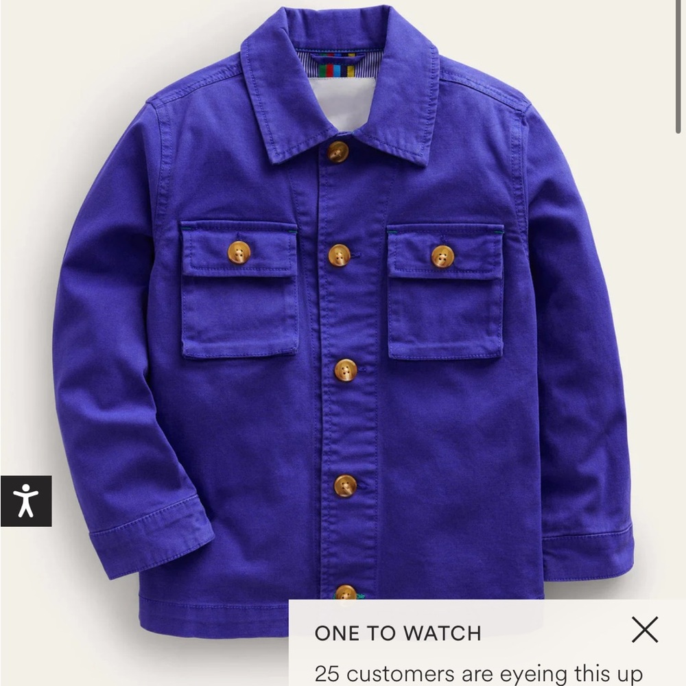 NWT MINI BIDEN Kids blue canvas utility jacket SIZE 5 -6
